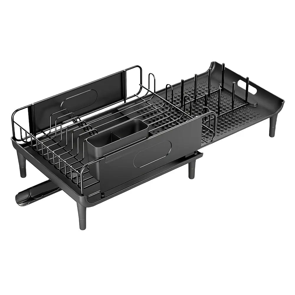 Large Extendable Dish Drying Rack with Drainboard and Anti Leakage Spout for Counter
