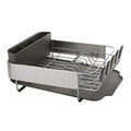 Compact Dish Drying Rack with Self Draining Angled Board and Flatware Caddy for Kitchen