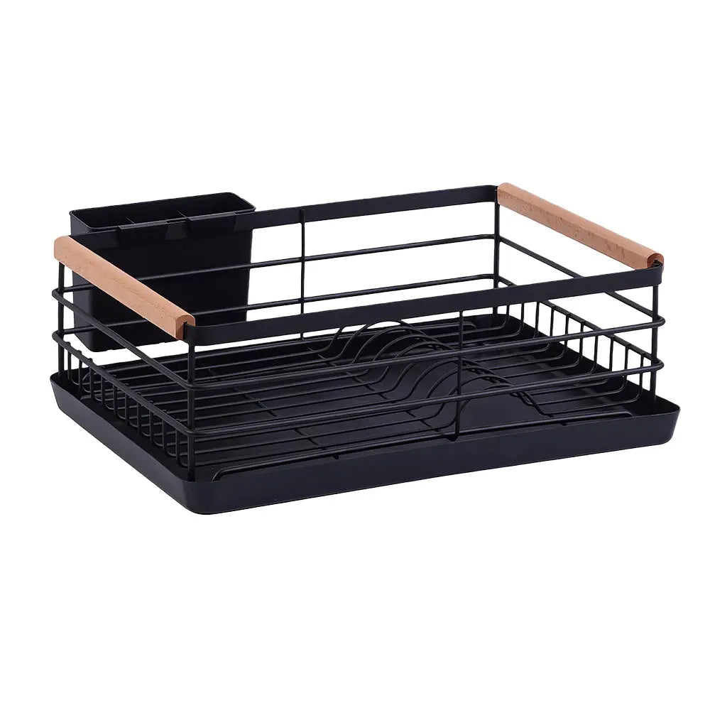 Stainless Steel Dish Drying Rack with Removable Cutlery Holder and Drainboard for Counter