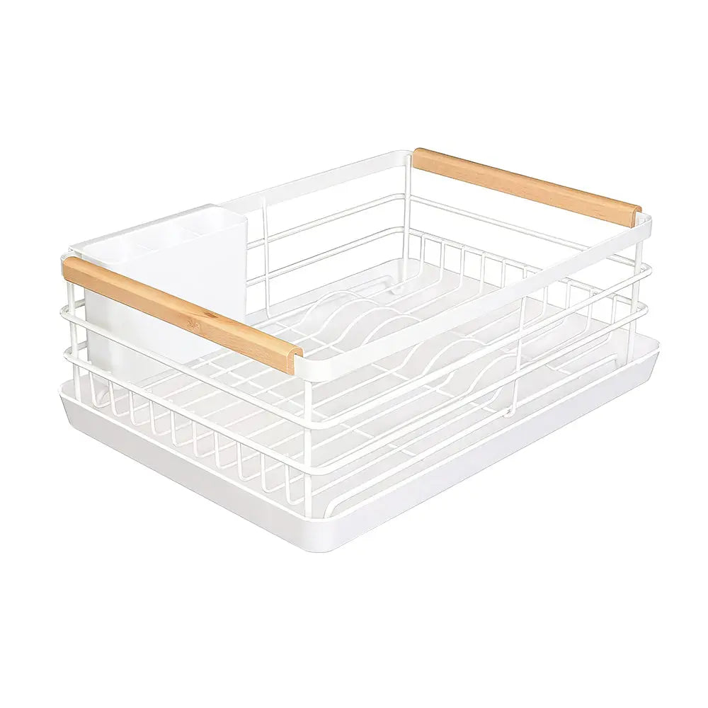 Stainless Steel Dish Drying Rack with Removable Cutlery Holder and Drainboard for Counter