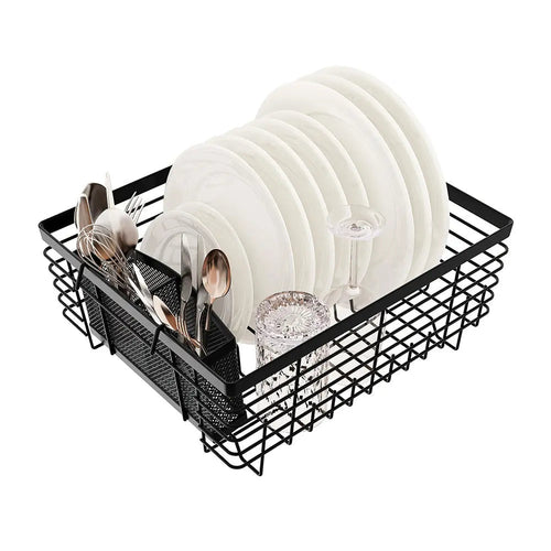 Kitchen Dish Drying Rack Set with Drainboard Full Mesh Utensil Holder and Caddy