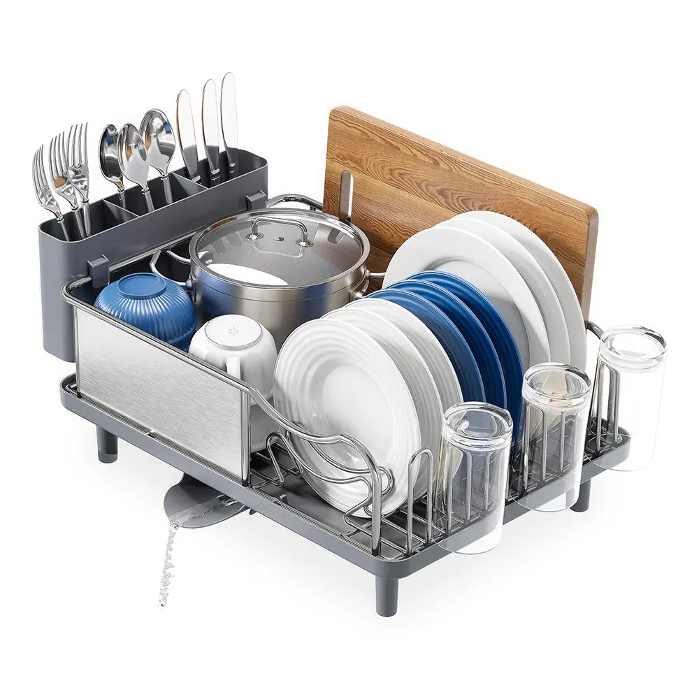 304 Stainless Steel Dish Drying Rack Large Capacity Countertop Drainer with Drainboard