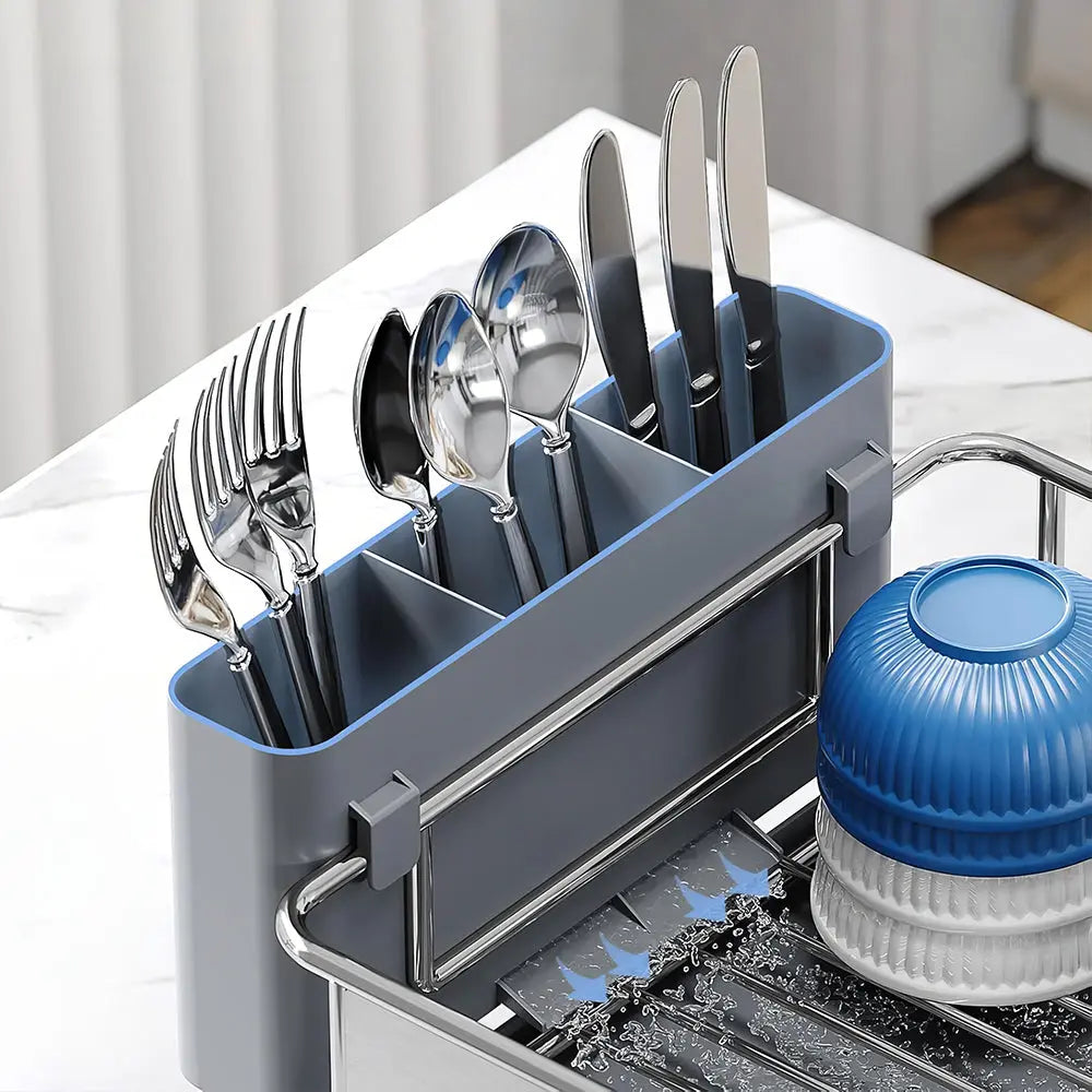 304 Stainless Steel Dish Drying Rack Large Capacity Countertop Drainer with Drainboard
